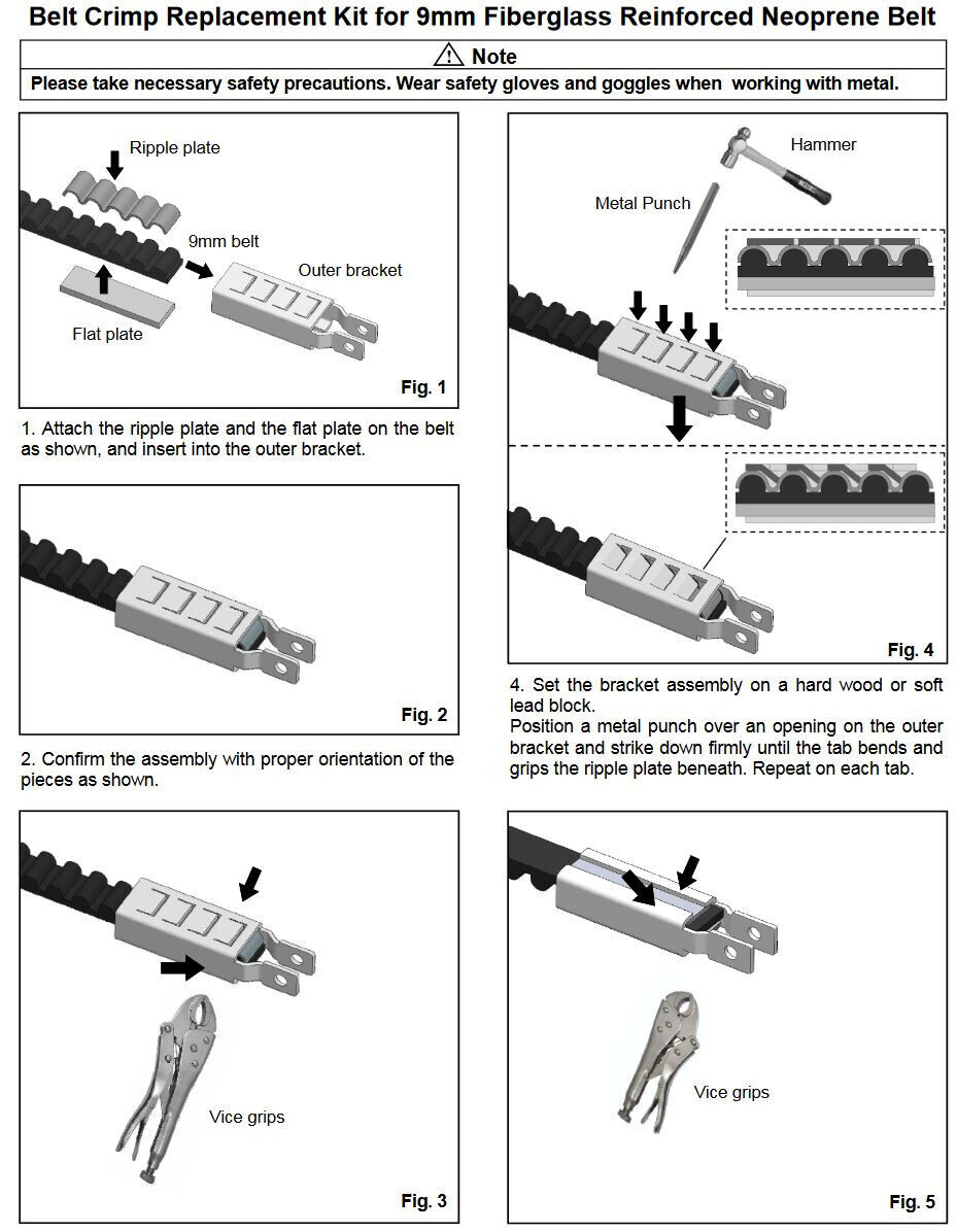 Guardian GU-0011 Belt Crimp Splice Kit 11mm Belt Garage Door Opener
