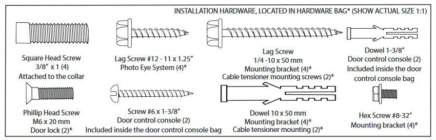 Guardian GUDT-360 Hardware Bag for 928 Jackshaft Garage Opener