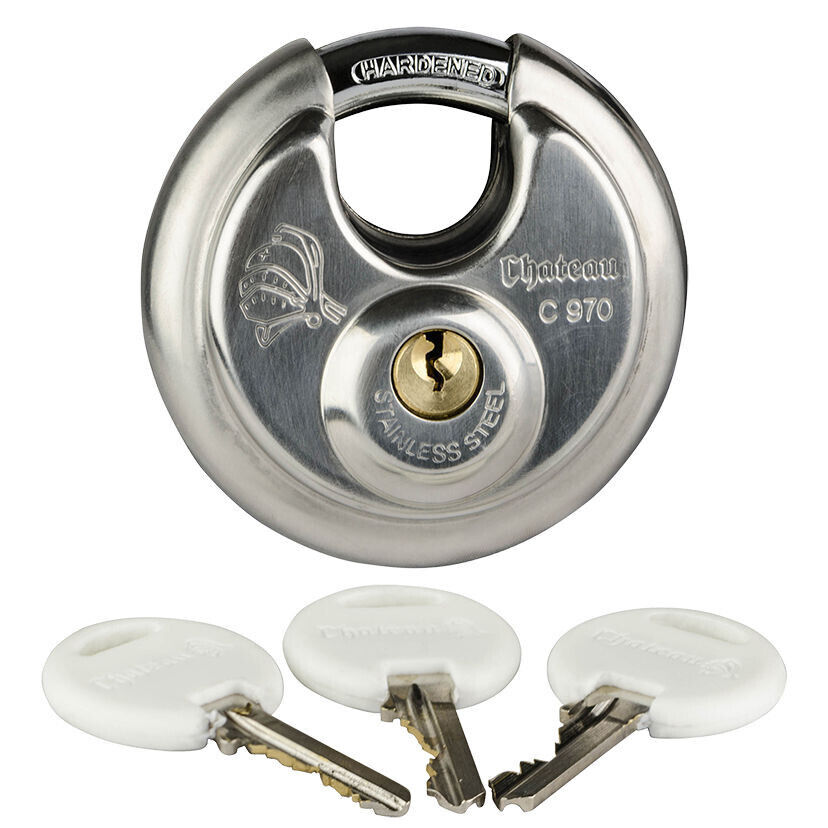 Chateau C-970 Disc Lock Shackle Mini Warehouse Stainless Steel 6 Pin Tumbler
